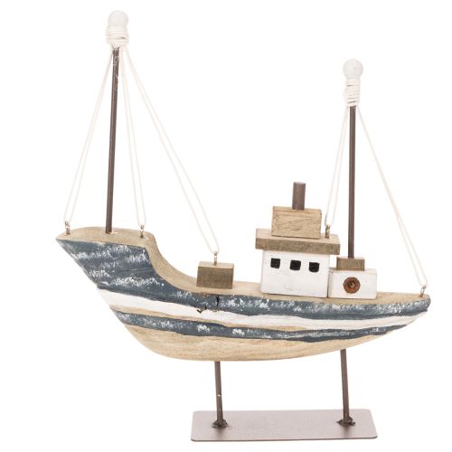 Decoración de barco, estilo marítimo, de madera con soporte, 20 cm. | Floristik24.es