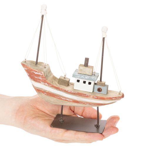 Maqueta decorativa de barco de madera para alféizar de ventana, 20 cm. | Floristik24.es