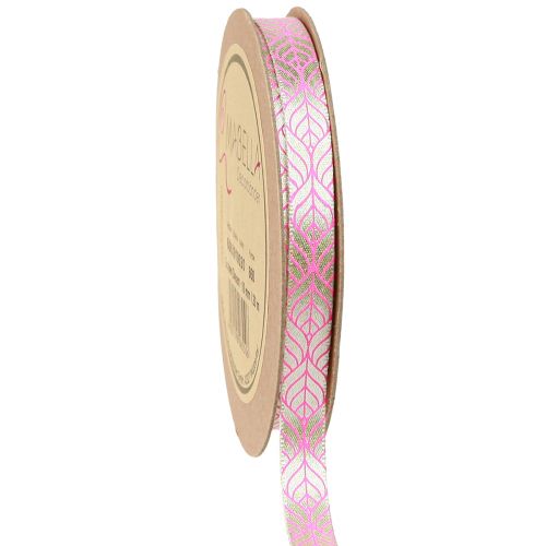Floristik24 Cinta de seda hojas cinta de regalo beige rosa 10mm 20m