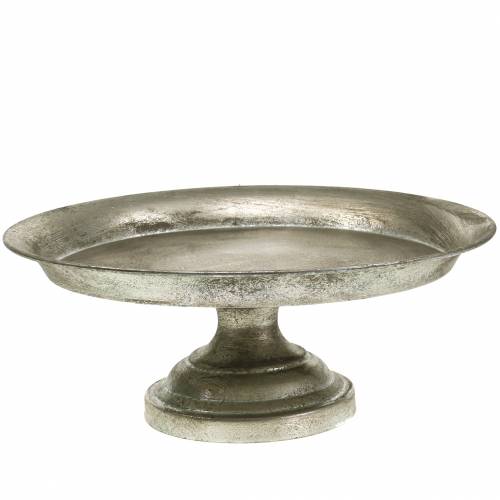 Floristik24 Plato de servir con base plata antiguo Ø31cm H14cm