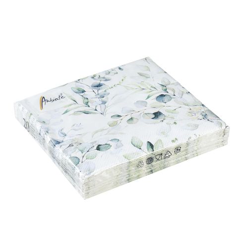Floristik24 Servilletas eucalipto decoración de mesa decorativa blanco 25x25cm 20 piezas