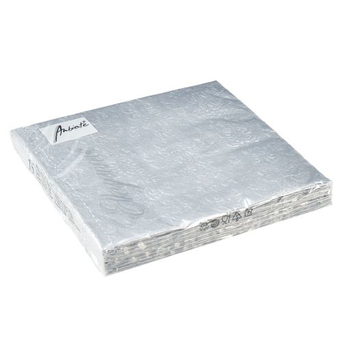 Artículo Servilletas Color Plata Adorno Relieve 33x33cm 15uds