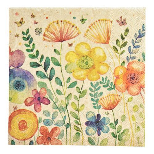 Floristik24 Servilletas Primavera Mariposas Flores 33x33cm 20uds