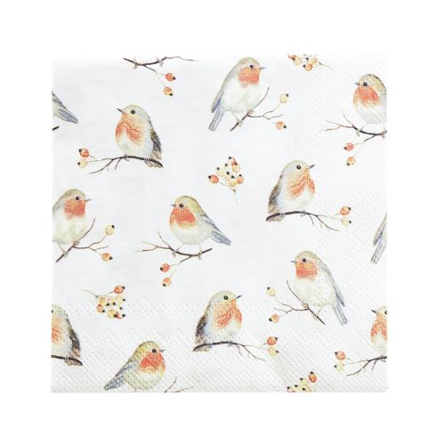 Floristik24 Servilletas Autumn Robin Rose Hips 25x25cm 20uds