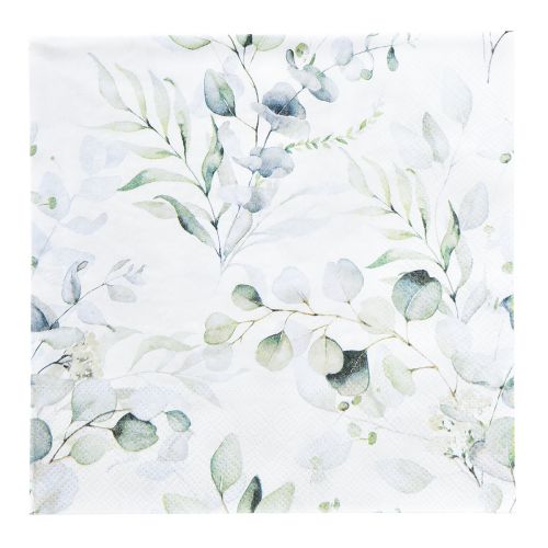 Floristik24 Servilletas motivo eucalipto blanco verde 33x33cm 20 piezas