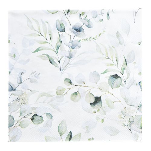 Floristik24 Servilletas motivo eucalipto blanco verde 33x33cm 20ud