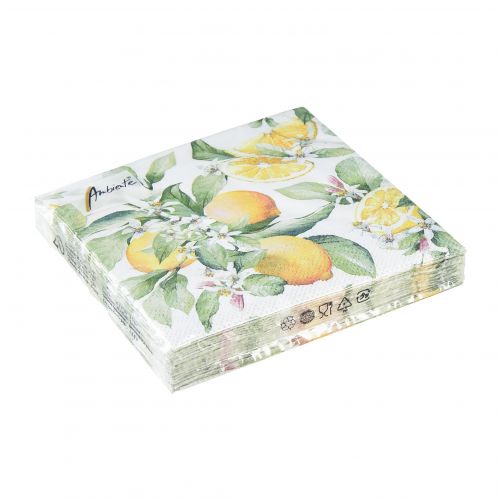 Floristik24 Servilletas decoración de mesa de verano decoración de limón 25x25cm 20 piezas