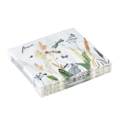 Floristik24 Servilletas Verano Motivo Blanco Prado Coloreado 25x25cm 20 uds