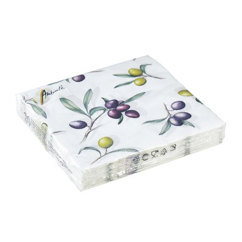 Artículo Servilletas decoración de mesa verano verde oliva violeta 25x25cm 20 piezas