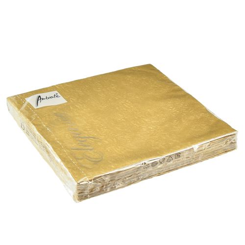 Artículo Servilletas doradas con adornos en relieve 33x33cm 15uds