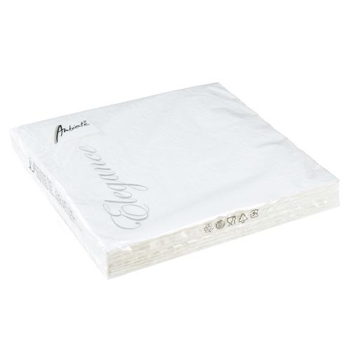 Artículo Servilletas blancas para decoración de mesa con estampado en relieve, 33 x 33 cm, 15 unidades