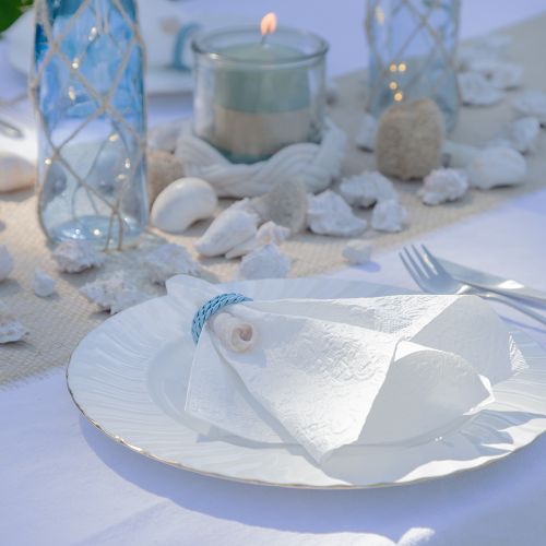 Floristik24 Servilletas blancas para decoración de mesa con estampado en relieve, 33 x 33 cm, 15 unidades