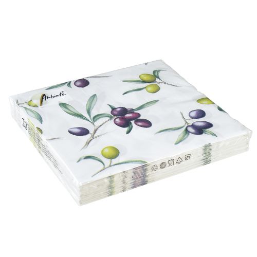 Artículo Servilletas con aceitunas decoración de mesa de verano 33x33cm 20ud