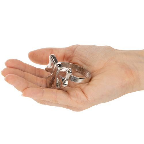 Anillo para servilletas con lazo, metal, plata brillante, 5 cm, 4 unidades | Floristik24.es
