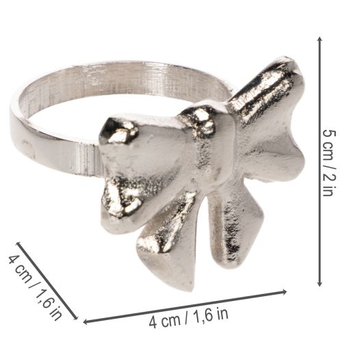 Anillo para servilletas con lazo, metal, plata brillante, 5 cm, 4 unidades | Floristik24.es