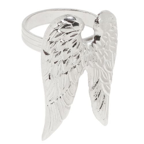 Floristik24 Servilleteros alas de ángel decoración de mesa plata 6,5cm Ø4cm 4 piezas