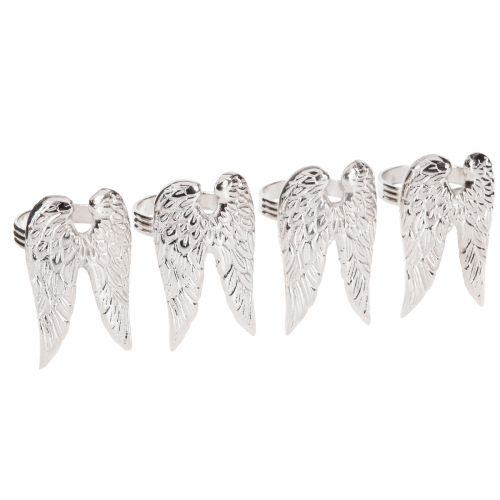 Artículo Servilleteros alas de ángel decoración de mesa plata 6,5cm Ø4cm 4 piezas