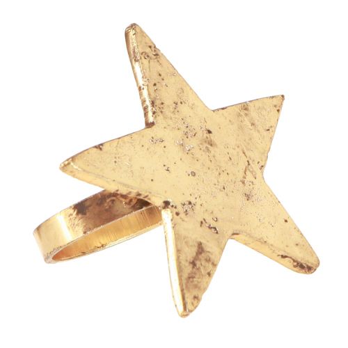 Floristik24 Servilleteros estrella dorado aspecto antiguo metal 6,5cm Ø4cm 4 piezas
