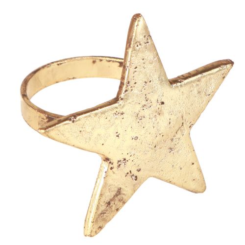 Floristik24 Servilleteros estrella dorado aspecto antiguo metal 6,5cm Ø4cm 4 piezas
