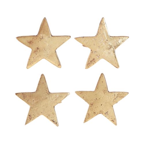 Artículo Servilleteros estrella dorado aspecto antiguo metal 6,5cm Ø4cm 4 piezas