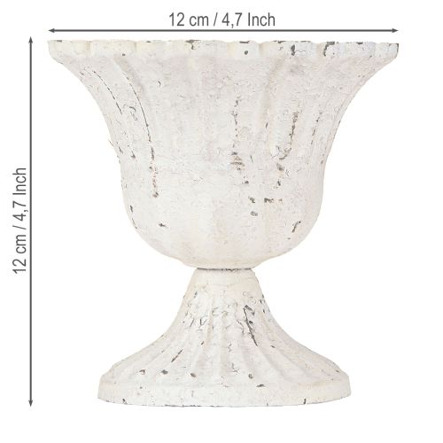 Floristik24 Taza decorativa Shabby Chic de metal color blanco Ø12cm H12cm