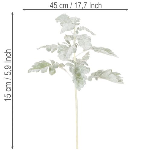 Rama artificial de Senecio, hoja plateada, elaborada con gran detalle, 45 cm, 3 piezas. | Floristik24.es
