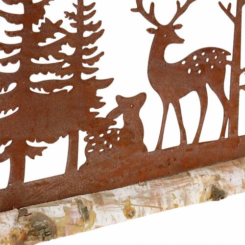 Artículo Silueta de bosque con animales rústicos sobre base de madera 57cm x 25cm