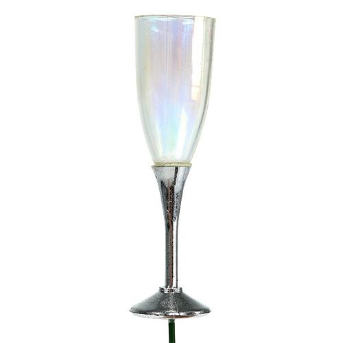 Artículo Decoración de Nochevieja tapón de copa de champán plata 7.5cm L27cm 12pcs