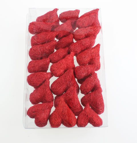 Artículo Corazones de sisal 5-6 cm rojo 24 piezas