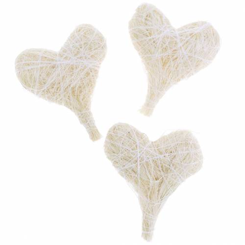 Floristik24 Sisal corazón crema 5cm 24uds