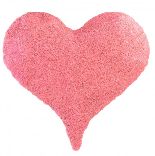 Decoración de corazón con fibras de sisal corazón de sisal rosa claro 40x40cm