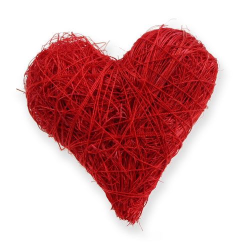 Artículo Corazones de sisal 5-6 cm rojo 24p