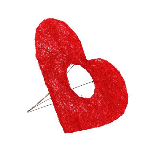 Brazalete corazón de sisal rojo 15cm 10uds.
