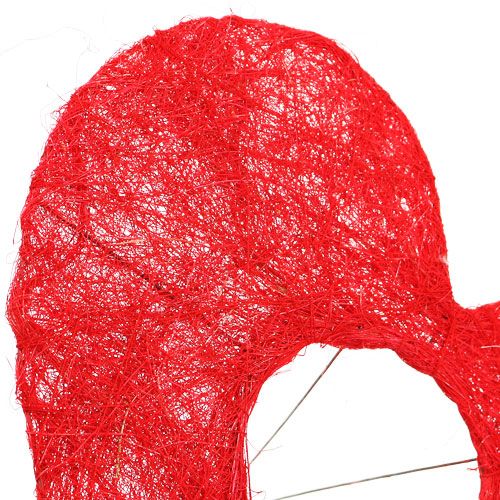 Artículo Brazalete de corazón de sisal 20 cm corazón rojo decoración de flores de sisal 10 piezas