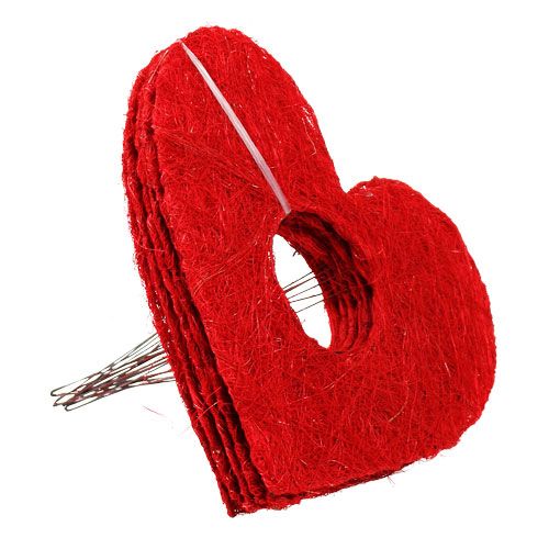 Artículo Brazalete corazón de sisal rojo 15cm 10 uds.