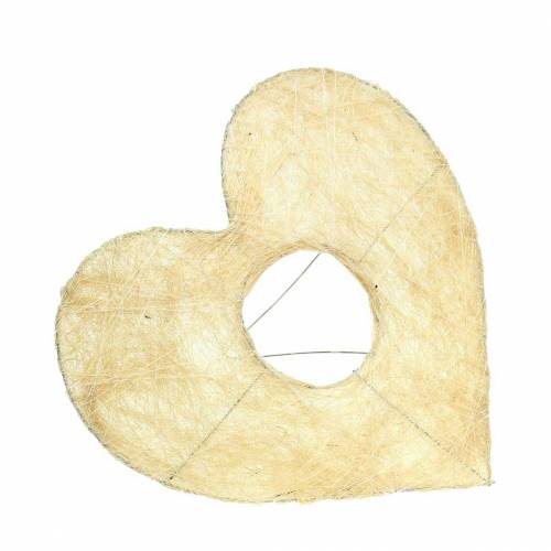 Floristik24 Brazalete de sisal corazón blanqueado 16cm 10uds