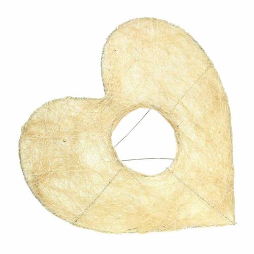 Floristik24 Brazalete De Sisal Corazón Blanqueado 20cm 10p