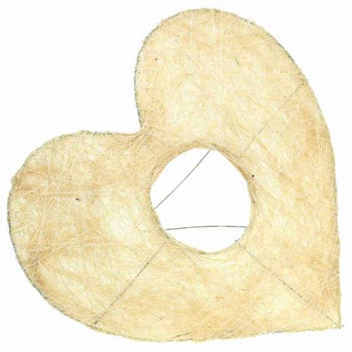 Floristik24 Sisal manga corazón blanqueado 25,5cm 10pcs