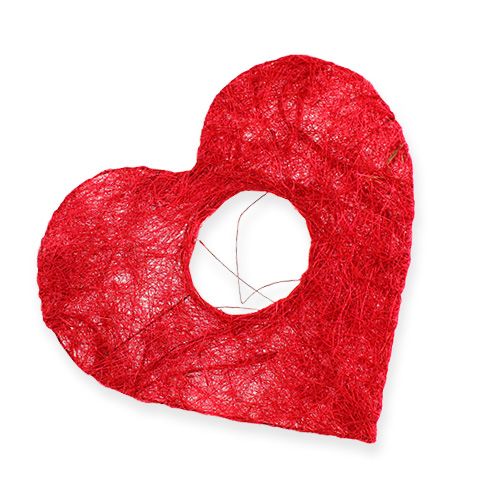 Brazalete corazón sisal 10cm rojo 12uds
