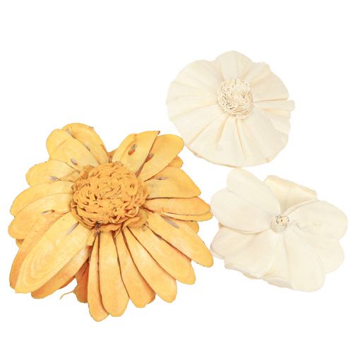 Artículo Sola flores de madera flores decorativas de madera mezcla naranja 6-11cm 12-15 piezas
