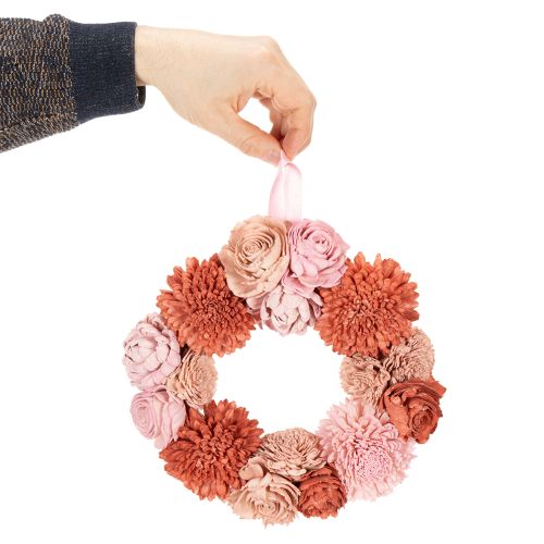 Artículo Guirnalda floral colgante con flores rosas para una decoración elegante del salón, 25 cm.