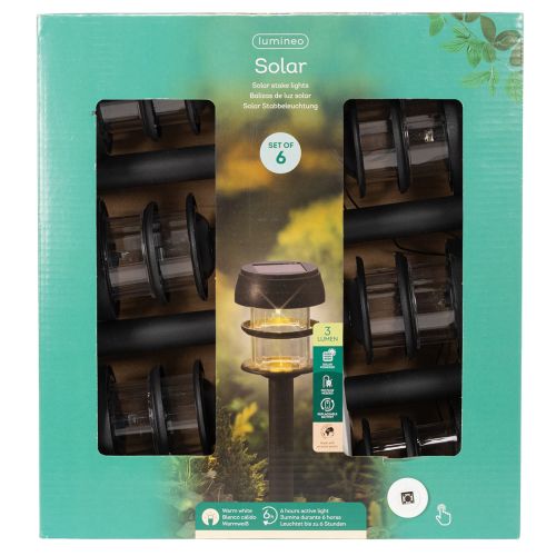 Luces solares de jardín con estaca para fijar al suelo, lámparas de exterior para caminos de jardín, 35 cm, 6 unidades. | Floristik24.es