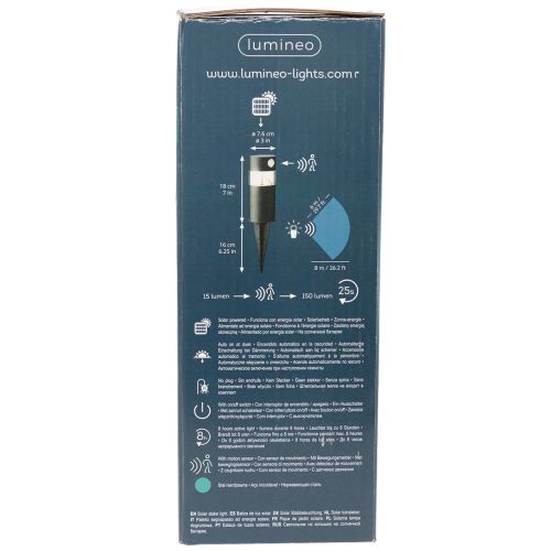 Lámpara solar de jardín con sensor de movimiento, LED, 34 cm | Floristik24.es