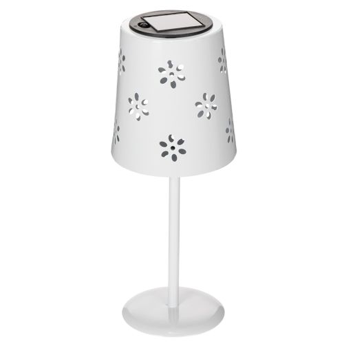 Lámpara de mesa solar con estampado floral para iluminación de balcón, terraza o jardín, 28cm