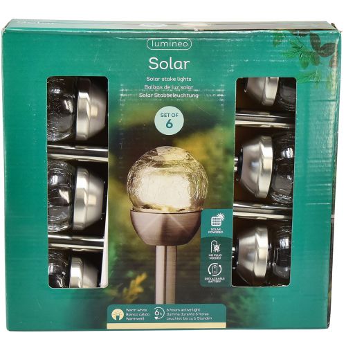 Floristik24 Estaca solar para jardín luces solares balcón Ø6cm H36cm 6 piezas