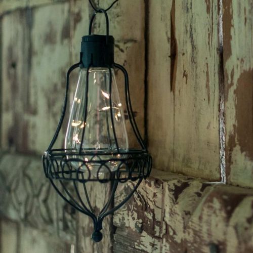 Floristik24 Lámpara solar para colgar, farol de jardín blanco cálido Ø11cm H21cm