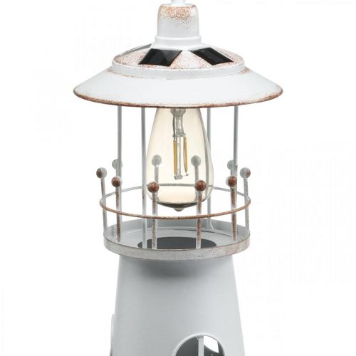 Floristik24 Faro con iluminación, luz solar, blanco cálido, decoración de jardín marítimo H47cm Ø18cm