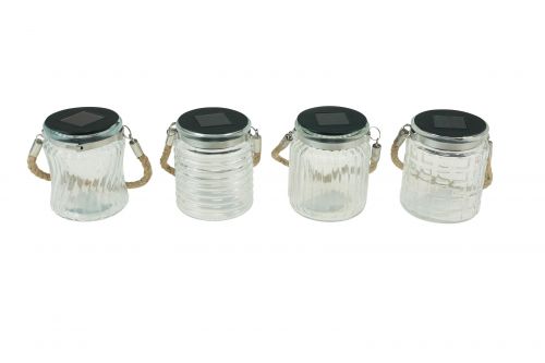 Floristik24 Luz solar lámpara colgante de vidrio solar balcón Ø7,5cm H9cm 4ud