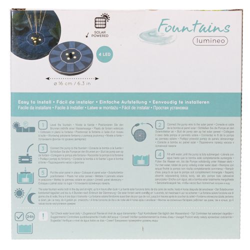 Artículo Bomba solar para estanques de jardín, fuente decorativa flotante con LED, 16 cm