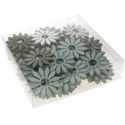 Floristik24 Flores de verano decoración de madera flores marrón, gris claro, blanco decoración dispersa 72 piezas